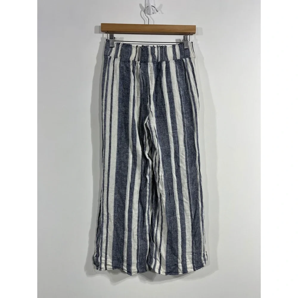 Indigo Rein Fisherman Nautical Striped Wide Leg Linen Pants Coastal Womens Small